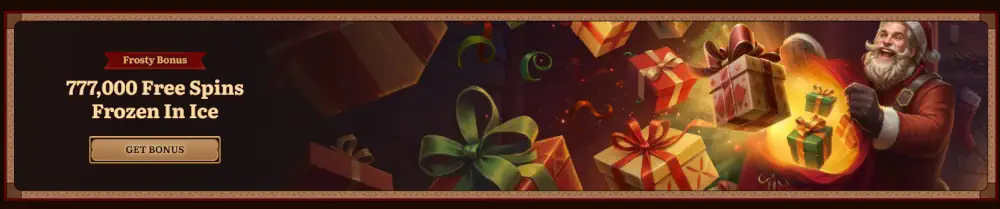Promotion de vacances bonus Frosty Wild Robin offrant 777 000 tours gratuits